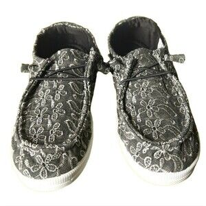 Rocket Dog Women's Mellow Kenner Eyelet Cotton Slip-on Sneakers in Black, Sz 9.5